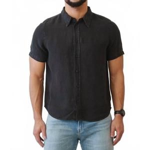 NEW CITIZENS OF HUMANITY linen short sleeve shirt in black